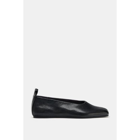 ZARA SQUARE TOE LEATHER BALLET FLATS - Picture 3 of 5